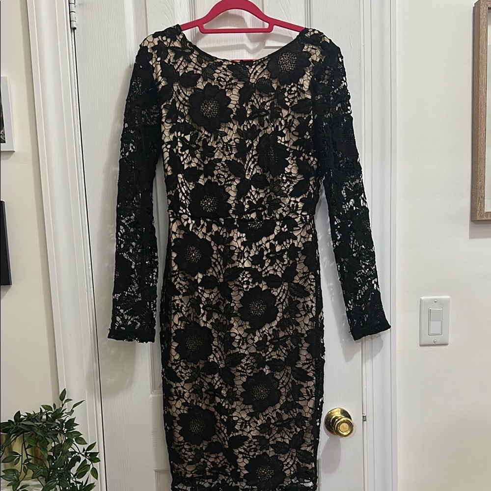 No name lace dress. midi style, see through sleeves, size L